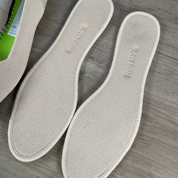 Rothy's The Flat in Ecru Womens 9 Creamy Beige Tortoise Outsole Round Toe - Picture 13 of 16